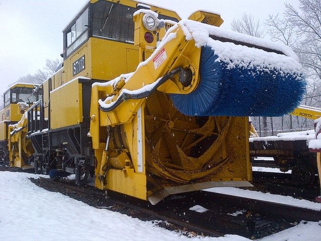Snow blower ready for use along Metro-North tracks in North White Plains.